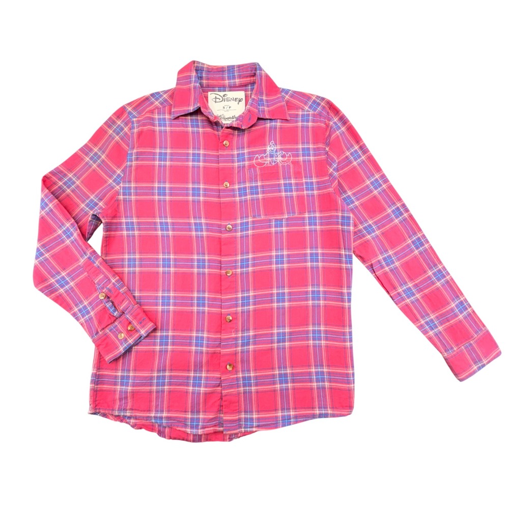 Disney Cakeworthy Little Mermaid Flannel Shirt Pink Plaid Sebastian Small